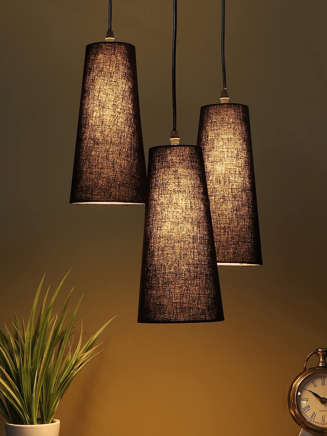 Black Cotton Cluster Hanging Lamp- (10x21 inches) Height Adjsutable