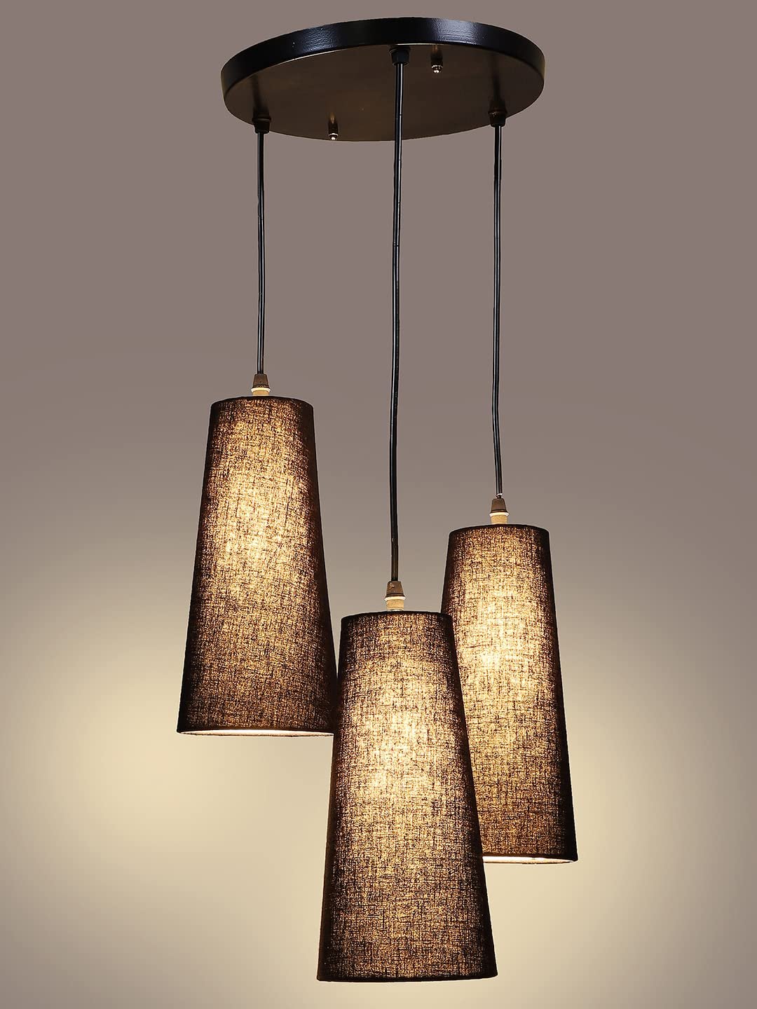 Black Cotton Cluster Hanging Lamp- (10x21 inches) Height Adjsutable