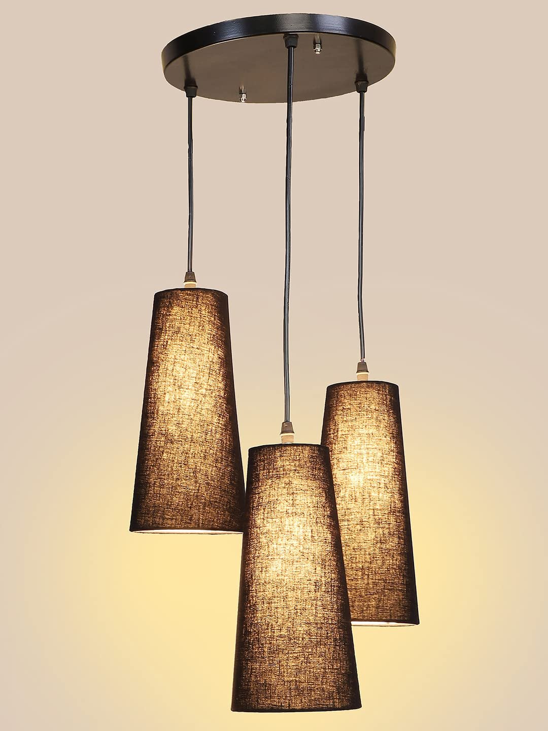 Black Cotton Cluster Hanging Lamp- (10x21 inches) Height Adjsutable