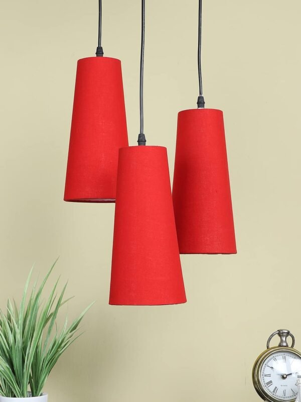 Red Cotton Cluster Hanging Lamp – (10×21 inches) Height Adjsutable