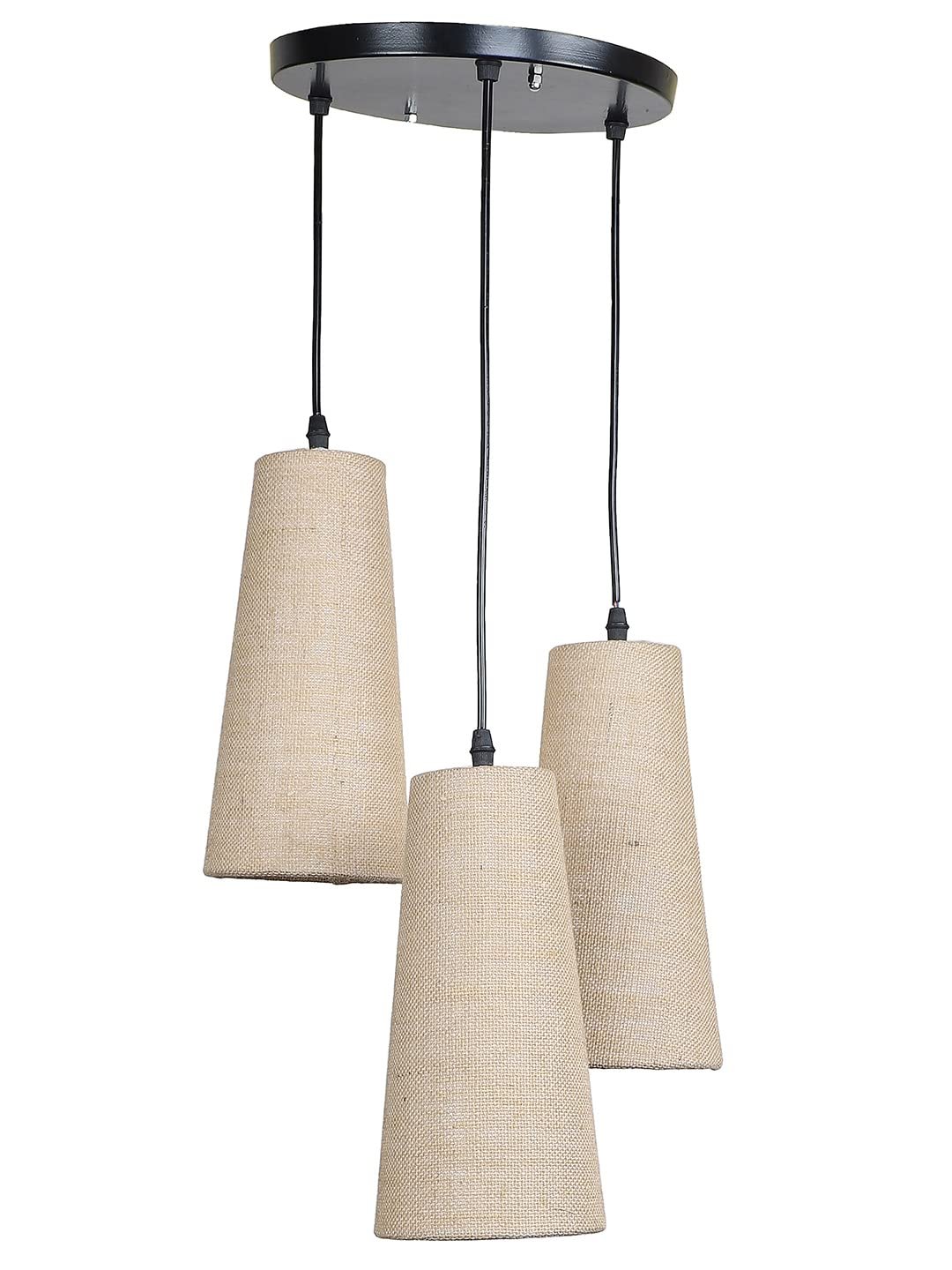 Beige Jute Cluster Hanging Lamp - (10x21 inches) Height Adjsutable