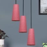 Pink Jute Cluster Hanging Lamp – – (10×21 inches) Height Adjsutable