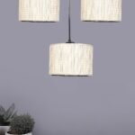 Bamboo Round Drum Cluster Hanging Lamp (15X3.25X20) Inches