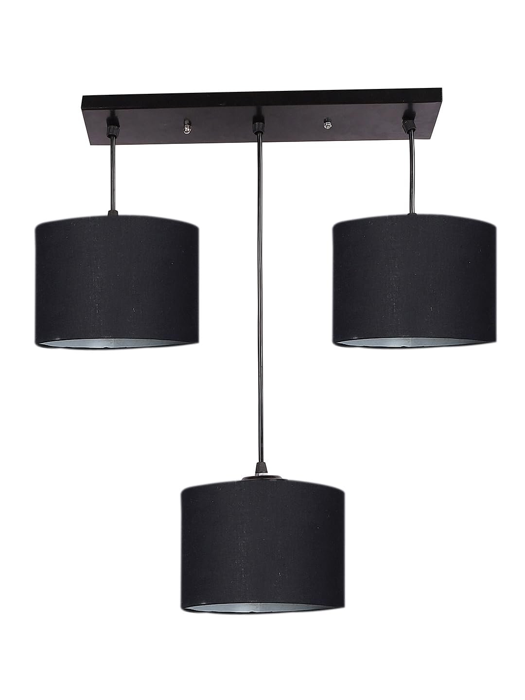 Black Cotton Round Drum Cluster Hanging Lamp (15X3.25X20) Inches