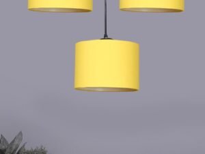 Yellow Cotton Round Drum Cluster Hanging Lamp (15X3.25X20) Inches
