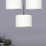 White Jute Round Drum Cluster Hanging Lamp (15X3.25X20) Inches