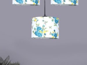Multicolor Cotton Round Drum Cluster Hanging Lamp (15X3.25X20) Inches-A