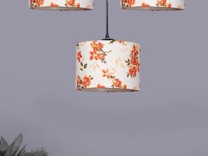 Multicolor Cotton Round Drum Cluster Hanging Lamp (15X3.25X20) Inches-B