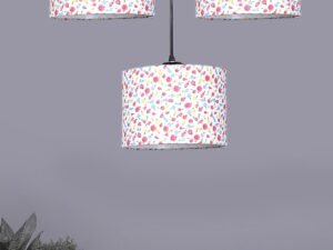 Multicolor Cotton Round Drum Cluster Hanging Lamp (15X3.25X20) Inches
