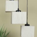 Off-White Cotton Square Cluster Hanging Lamp (10x10x27) Inches