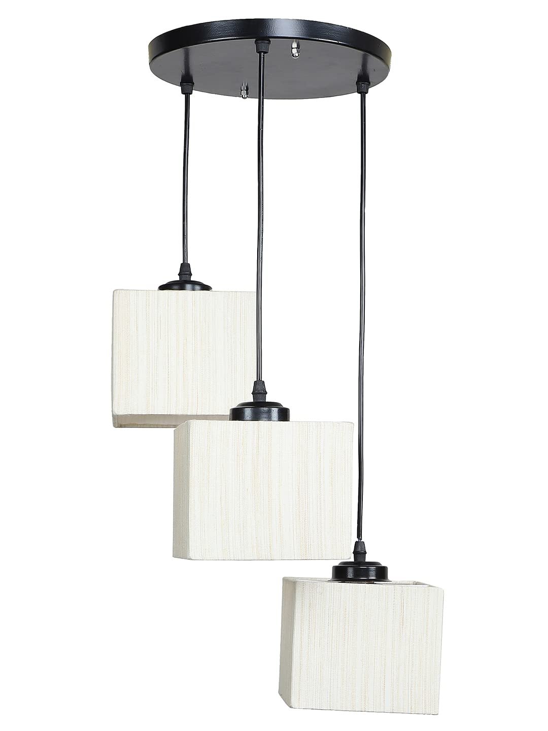 Off-White Cotton Square Cluster Hanging Lamp (10x10x27) Inches
