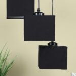 Black Cotton Square Cluster Hanging Lamp (10x10x27) Inches