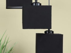 Black Cotton Square Cluster Hanging Lamp (10x10x27) Inches