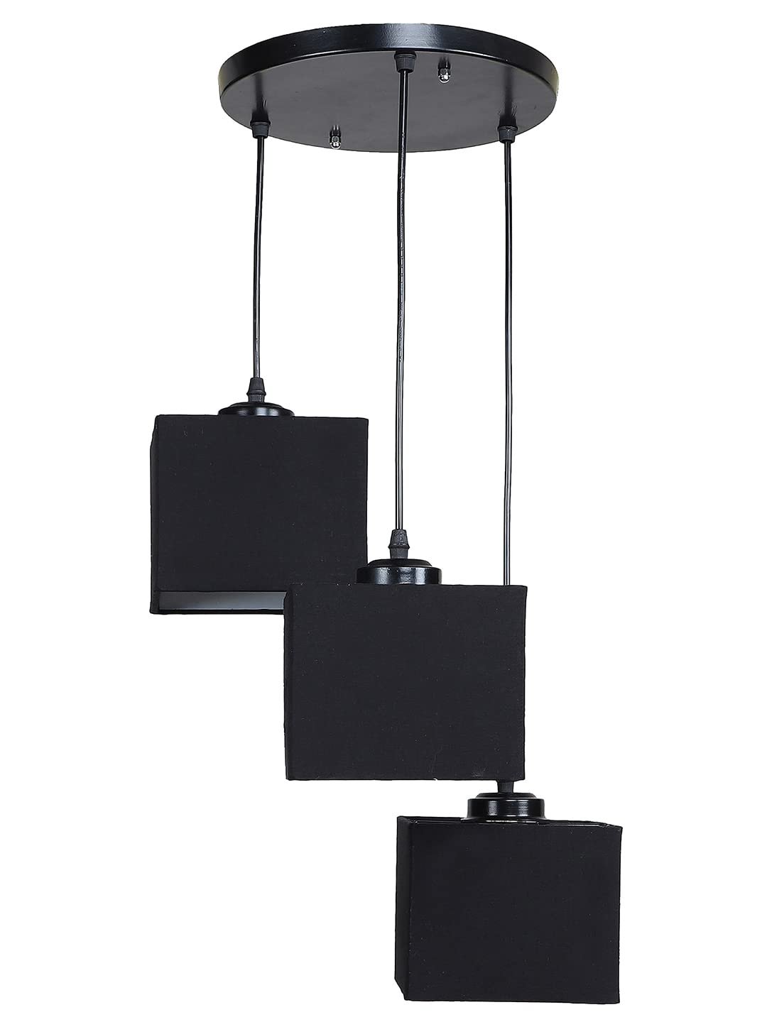 Black Cotton Square Cluster Hanging Lamp (10x10x27) Inches