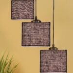 Blue Jute Square Cluster Hanging Lamp (10x10x27) Inches