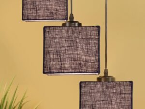 Blue Jute Square Cluster Hanging Lamp (10x10x27) Inches
