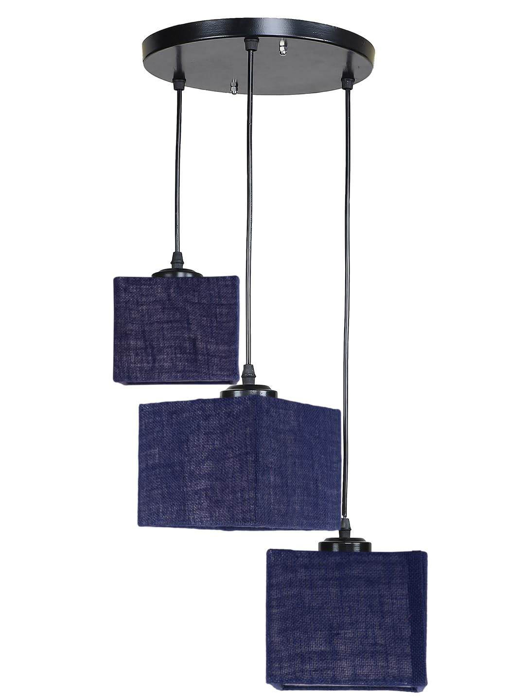 Blue Jute Square Cluster Hanging Lamp (10x10x27) Inches