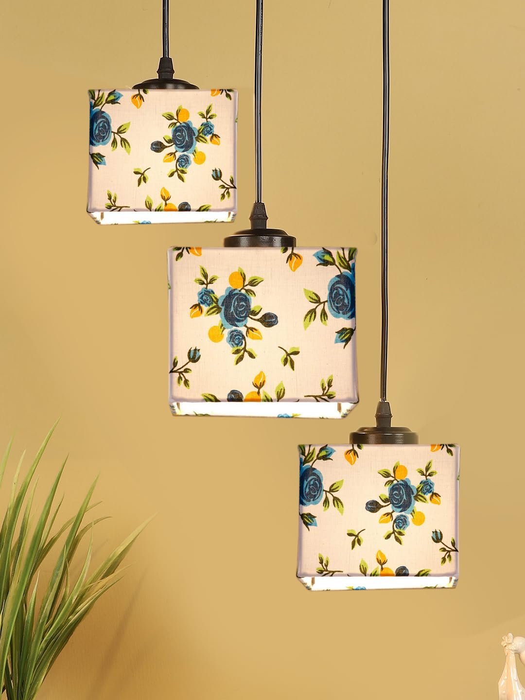 Multicolor Cotton Square Cluster Hanging Lamp (10x10x27) Inches-k