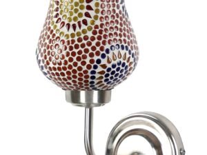Steel Wall Lamp, Wall Decor, Wall Hanging Wood Light lamp,Vintage Wall Lamps, Industrial Wall Lights Decorative Home, Living Room, Indoor Outdoor Lighting- Mosaic Glass (Multicolor)-H
