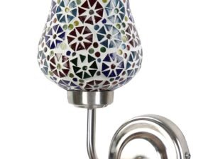 Steel Wall Lamp, Wall Decor, Wall Hanging Wood Light lamp,Vintage Wall Lamps, Industrial Wall Lights Decorative Home, Living Room, Indoor Outdoor Lighting- Mosaic Glass (Multicolor)-K