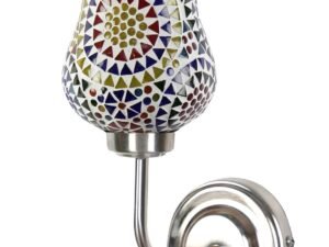 Steel Wall Lamp, Wall Decor, Wall Hanging Wood Light lamp,Vintage Wall Lamps, Industrial Wall Lights Decorative Home, Living Room, Indoor Outdoor Lighting- Mosaic Glass (Multicolor)-L