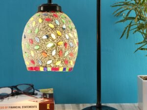 Multi Color Mosaic Glass Iron Table Lamp (GLASS03)