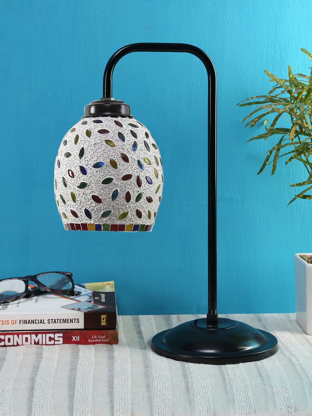 Multi Color Mosaic Glass Iron Table Lamp (GLASS03)