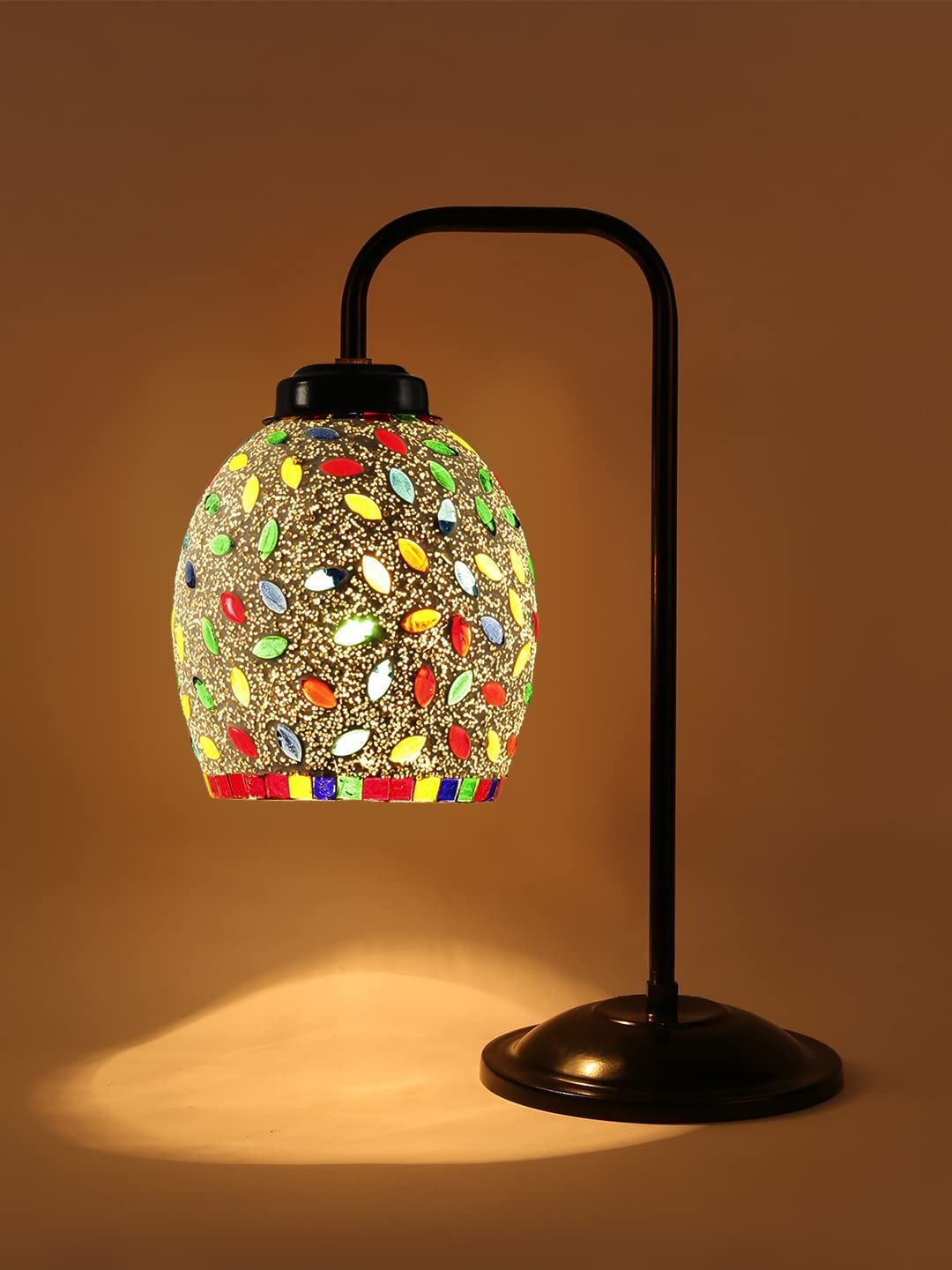 Multi Color Mosaic Glass Iron Table Lamp (GLASS03)