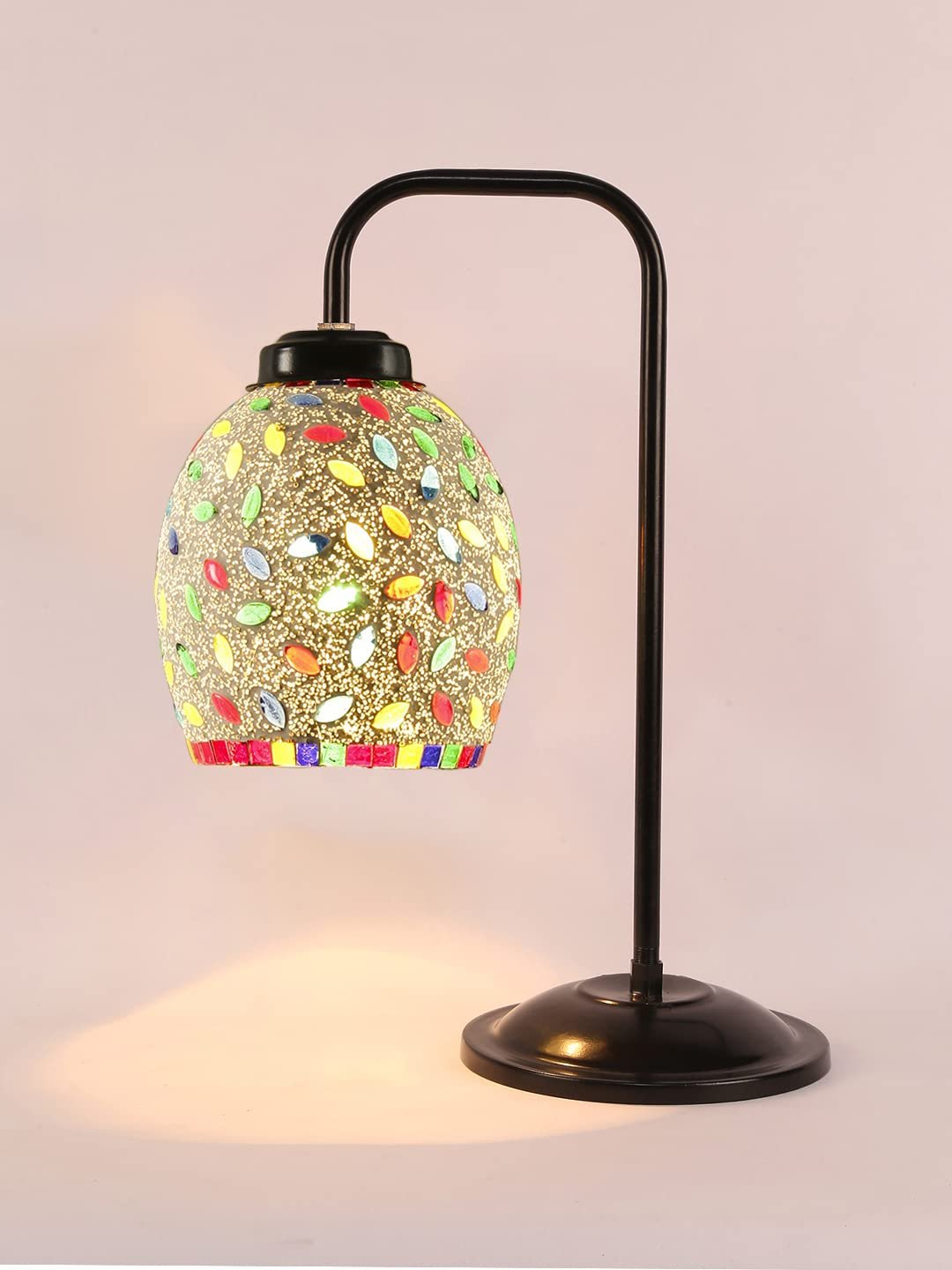 Multi Color Mosaic Glass Iron Table Lamp (GLASS03)