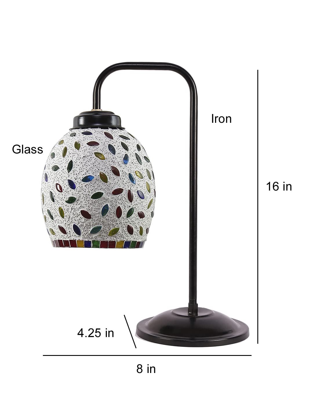 Multi Color Mosaic Glass Iron Table Lamp (GLASS03)