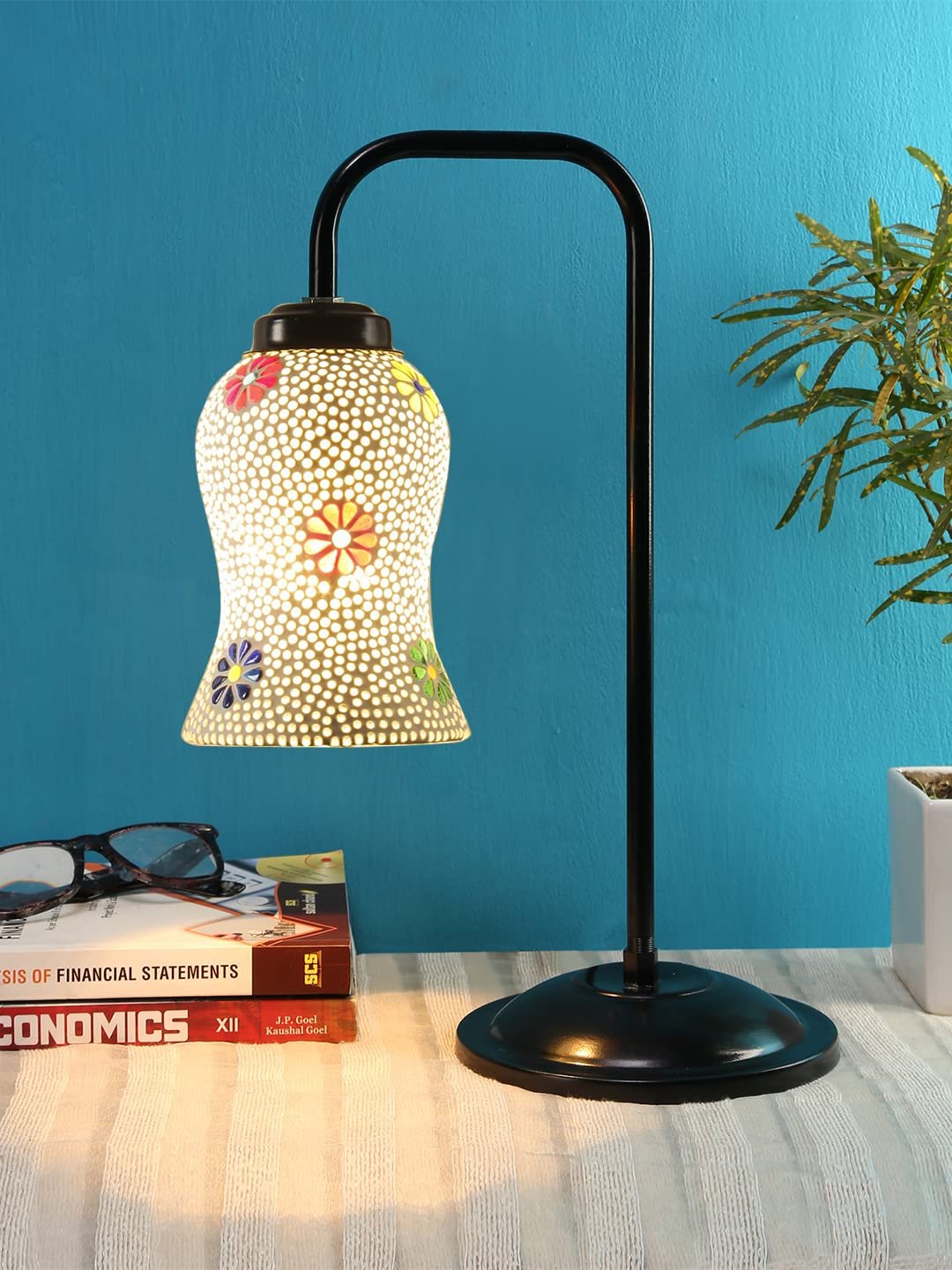 Multi Color Mosaic Glass Iron Table Lamp (GLASS04)