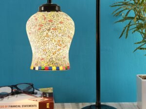 Multi Color Mosaic Glass Iron Table Lamp (GLASS09)