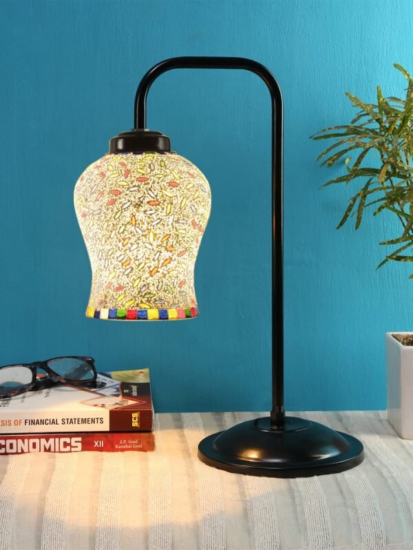 Multi Color Mosaic Glass Iron Table Lamp (GLASS09)