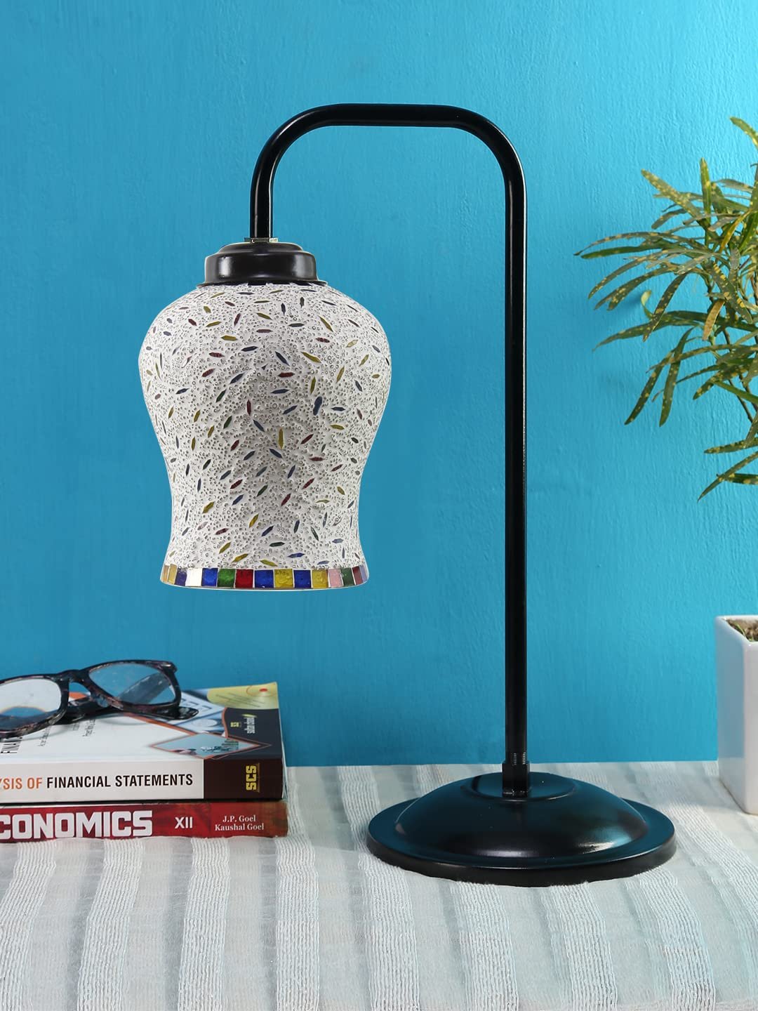 Multi Color Mosaic Glass Iron Table Lamp (GLASS09)