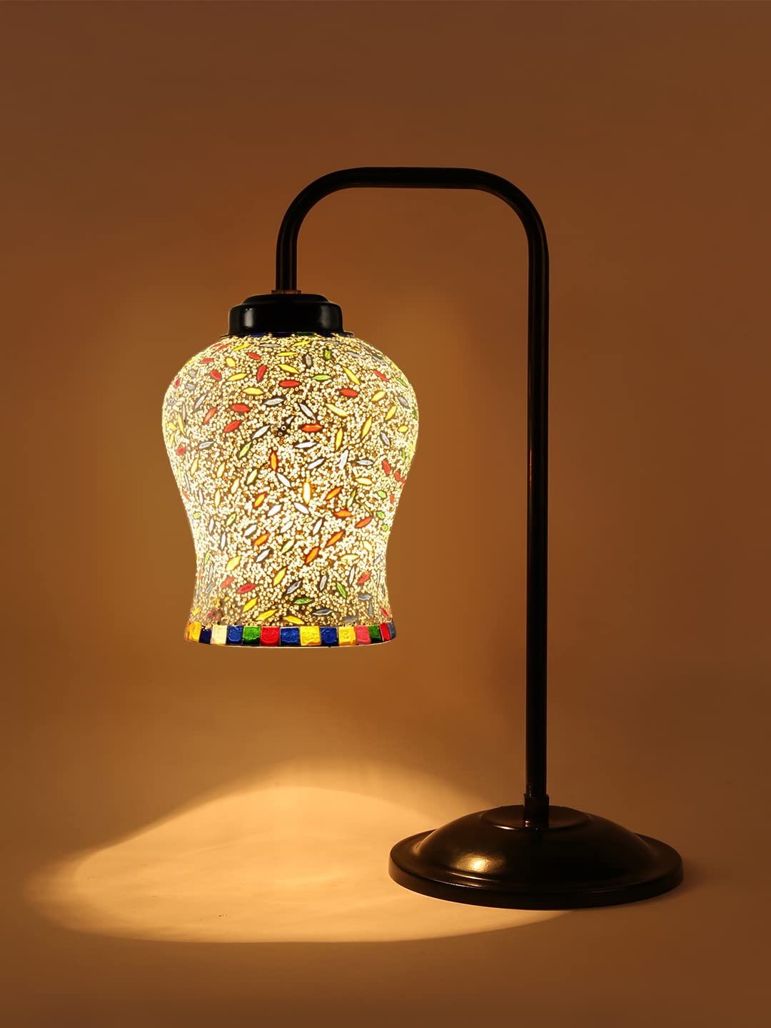 Multi Color Mosaic Glass Iron Table Lamp (GLASS09)