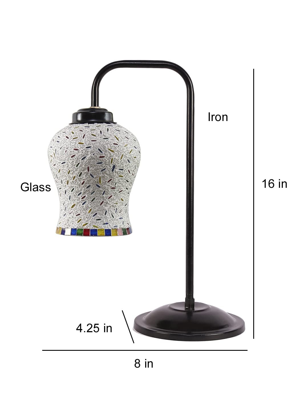 Multi Color Mosaic Glass Iron Table Lamp (GLASS09)