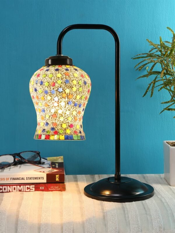 Multi Color Mosaic Glass Iron Table Lamp (GLASS010)
