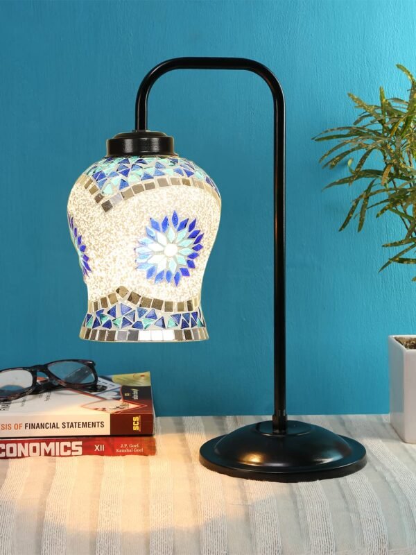Multi Color Mosaic Glass Iron Table Lamp (GLASS12)