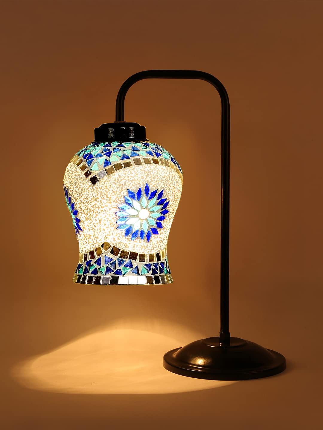 Multi Color Mosaic Glass Iron Table Lamp (GLASS12)