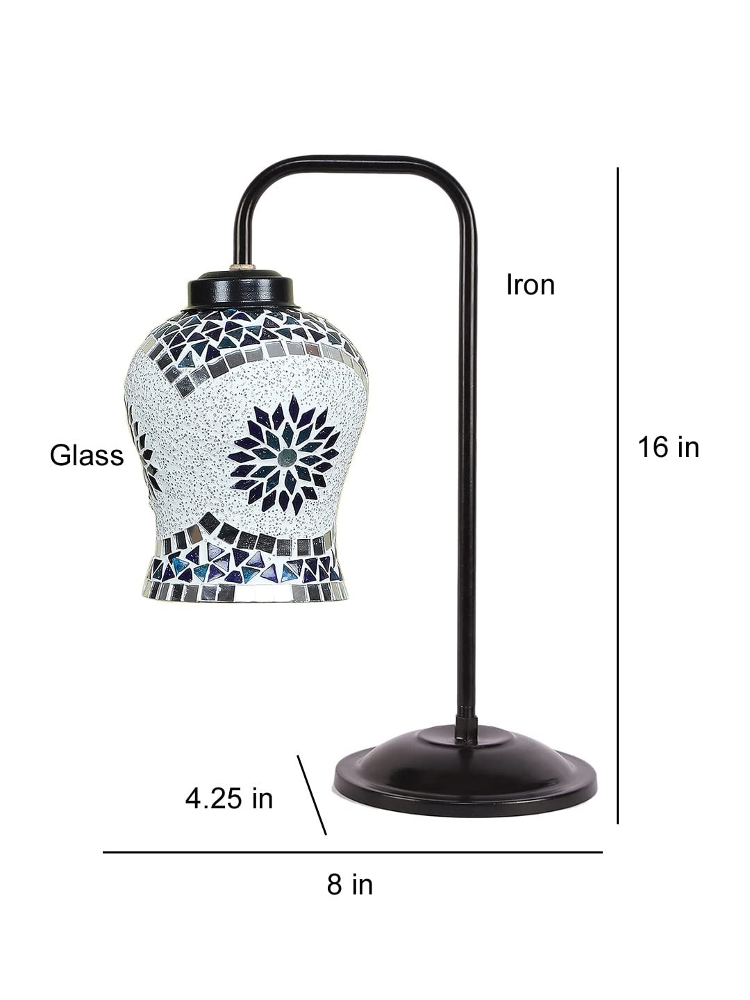 Multi Color Mosaic Glass Iron Table Lamp (GLASS12)