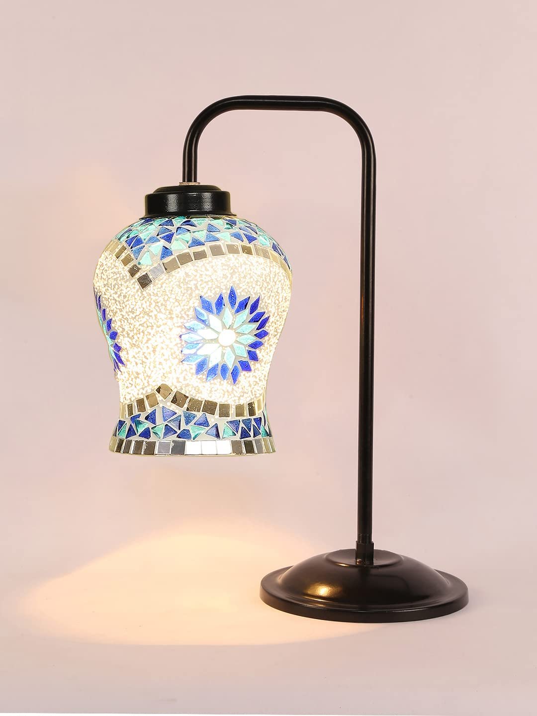 Multi Color Mosaic Glass Iron Table Lamp (GLASS12)