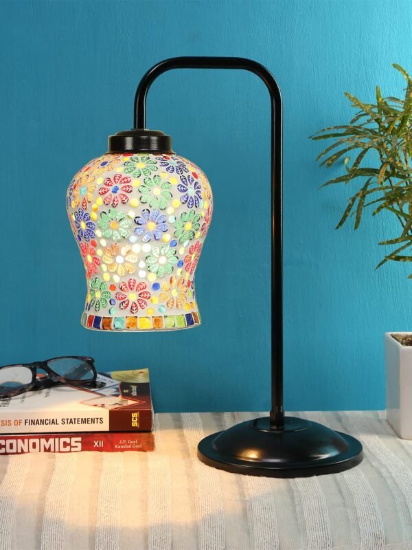 Multi Color Mosaic Glass Iron Table Lamp (GLASS13)