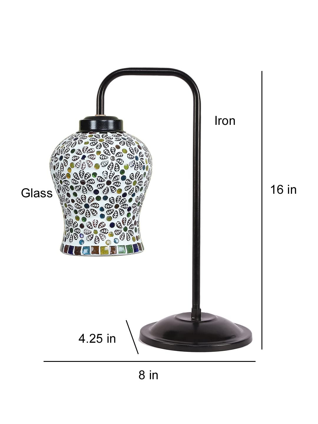 Multi Color Mosaic Glass Iron Table Lamp (GLASS13)