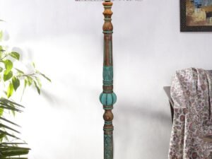 Mid Century Modern Floor Lamp,Hand Turned Floor Lamp Wood for Living Room,Stand Lamp with Fabric Lampshade for Bedroom, Study Room and Office, (Multi)-Printed-AAC