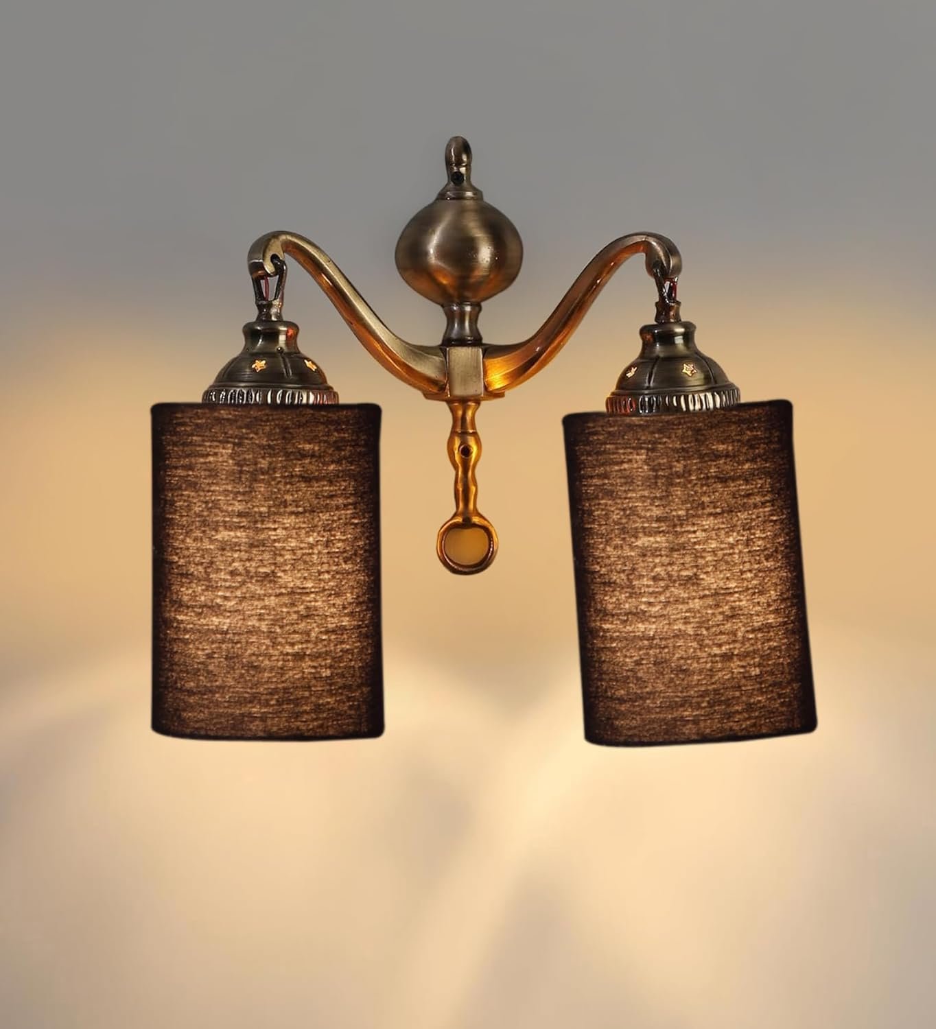 Dual Golden Antique Black Cotton Shade Wall d�cor Wall Hanging Light Vintage Wall Lamps Decorative lamp Traditional Wall lamp