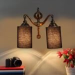 Dual Golden Antique Black Cotton Shade Wall d�cor Wall Hanging Light Vintage Wall Lamps Decorative lamp Traditional Wall lamp
