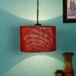 Maroon Jute Drum Hanging Lamp