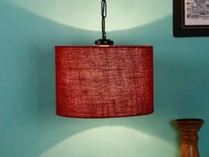 Maroon Jute Drum Hanging Lamp