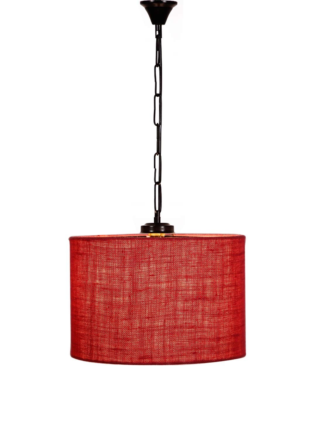 Pink Jute Drum Hanging Lamp