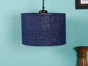 Blue Jute Drum Hanging Lamp